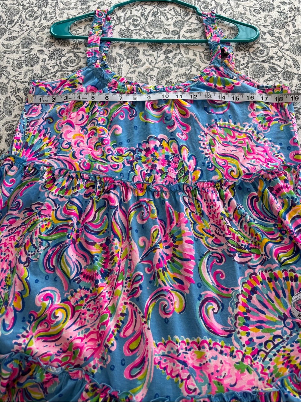 Lilly Pulitzer Loro Maxi Tiered Dress Mermaid Grotto Blue Pink Sz M - HTF, EUC! - Picture 5 of 6
